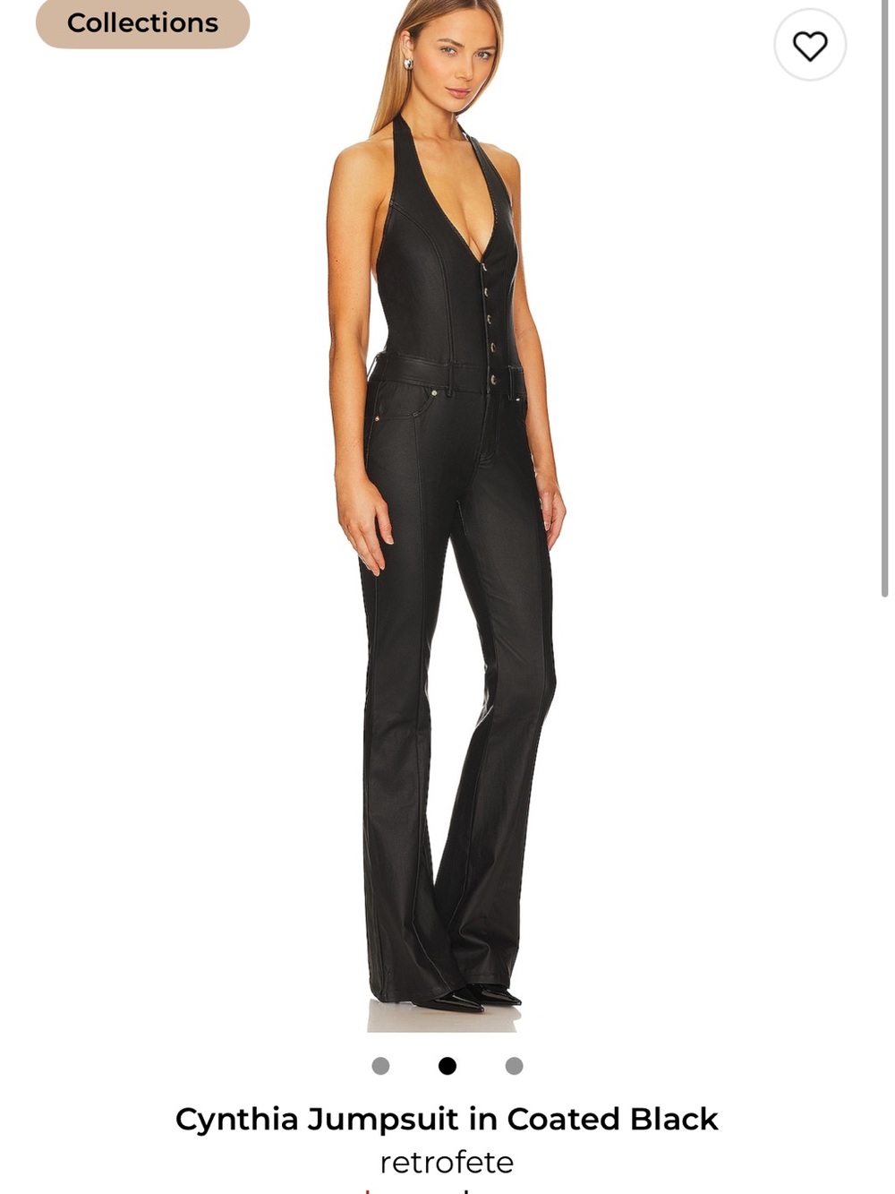 Retrofete Cynthia Jumpsuit in Coated Black